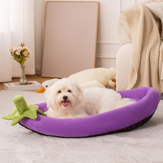 Кровать для кошек Баклажан Форма овоща Диван для питомца со съемной подушкой Поддержка суставов Милая кровать для питомца для кошек, маленьких собак, котят