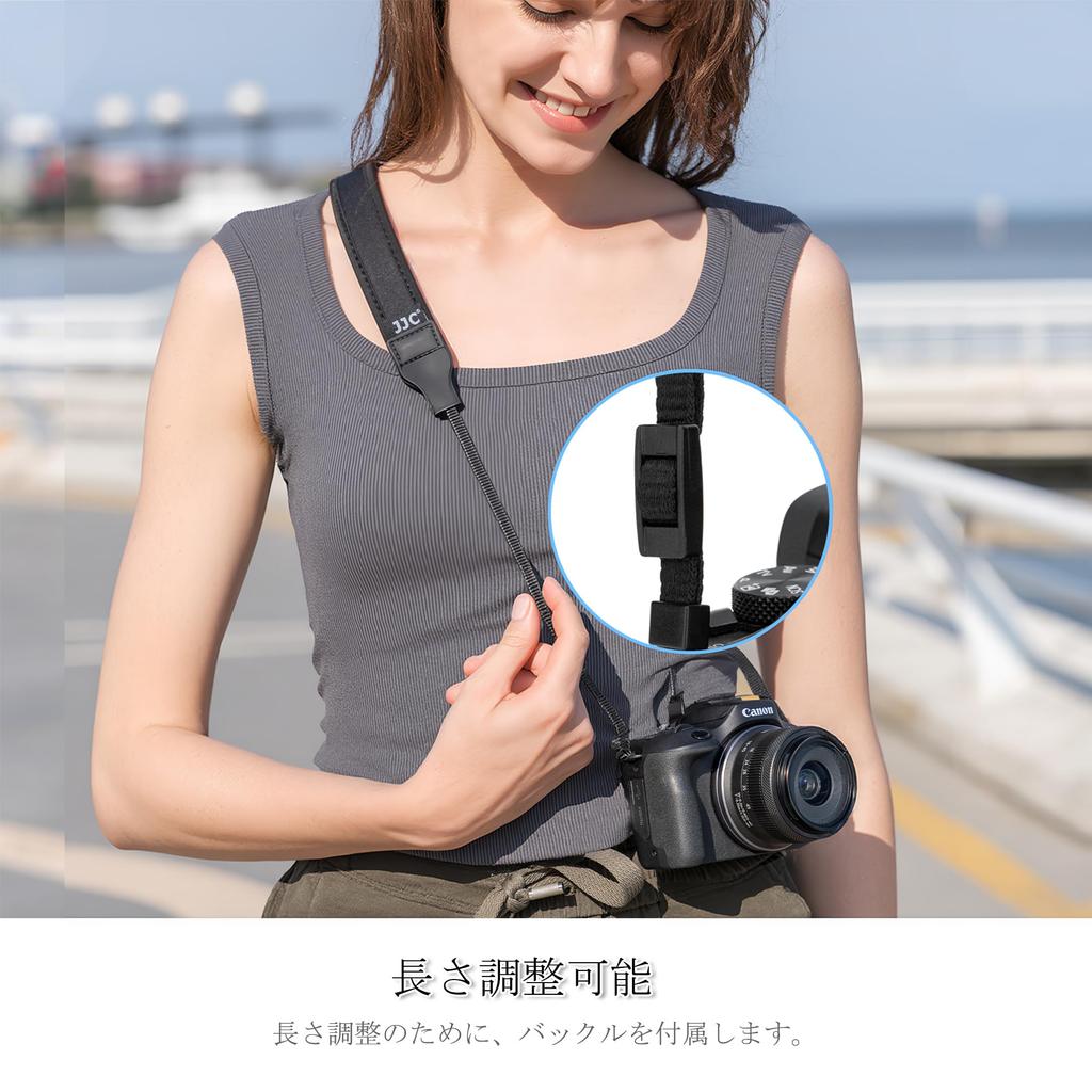 JJC Slim Camera Neck Strap for Sony Fujifilm X Canon EOS PowerShot and Other Cameras with a Thin Significantly Reduces and Prevents Adjustable ZV-E10