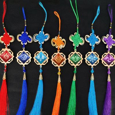 Genshin Impact брелки с кисточками, ювелирные изделия, брелок для косплея, 7 элементов, оружие, светящийся глаз Бога, брелок для ключей, подарок