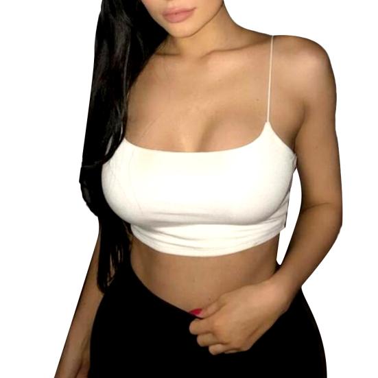 Сексуальная женская однотонная блузка на тонких бретельках с укороченным топом и блузкой