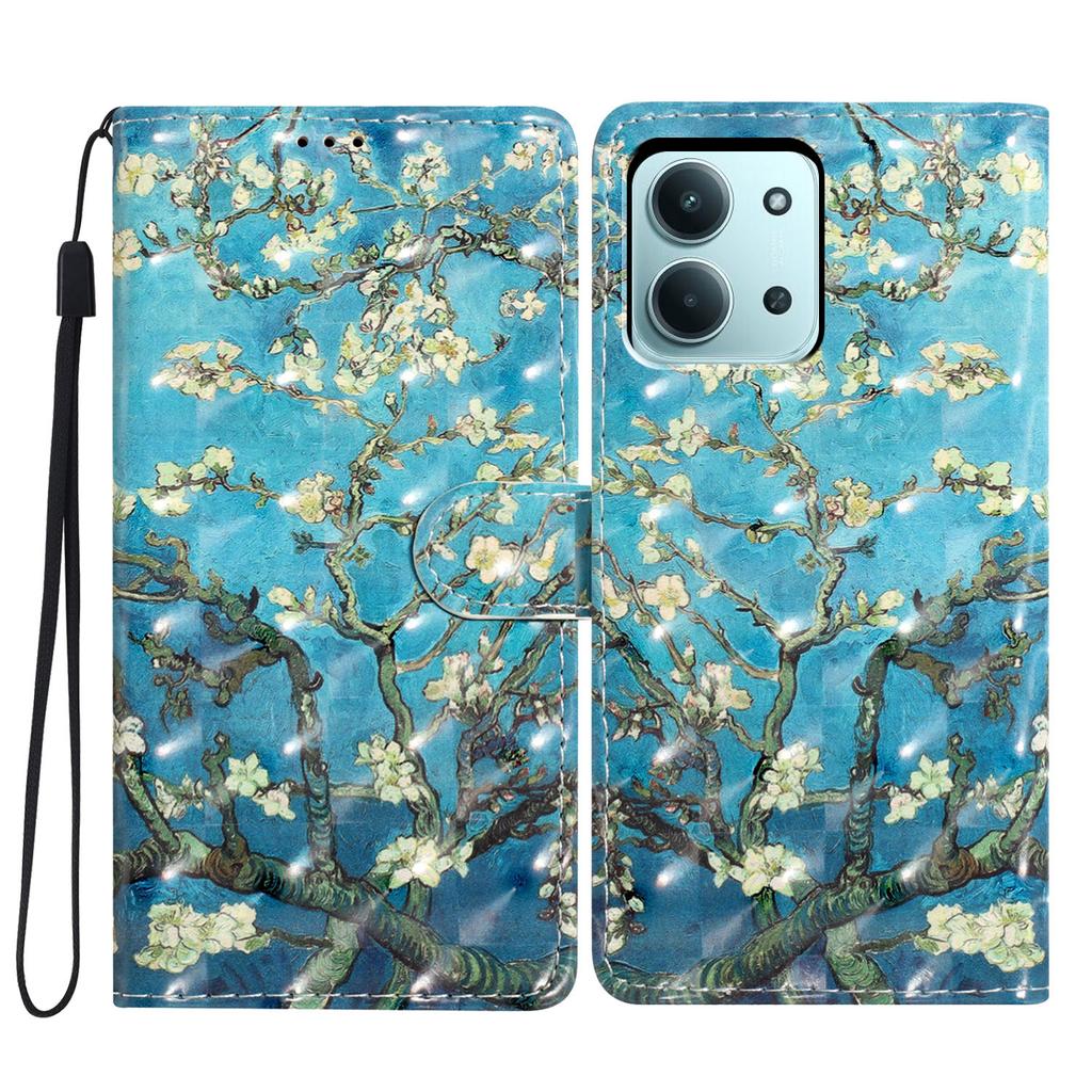 Для Xiaomi Redmi 15C 4G (Глобальный) (171 мм)/Чехол для Poco C85 4G Кожаный кошелек Чехол для телефона 3D печать рисунка