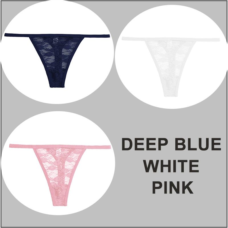 3PCS/Set Sexy G-string Panties Women Thongs Lace Underwear Pantys Low-Waist Femme Underpants Mesh Transparent Lingerie