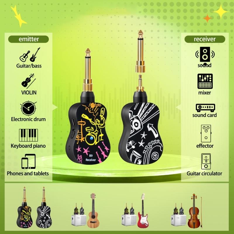 Guitar Wireless Systems 4Hours Runtime Wireless Guitar Transmitter Receiver Rechargeable Digital Guitar Wireless Systems