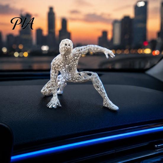 Cool Car Interior Decorations 3D Printed Hollow Mesh Superhero Figurine, Creative Spider Style Action Pose Collectible Theme Items Desktop Ornament,