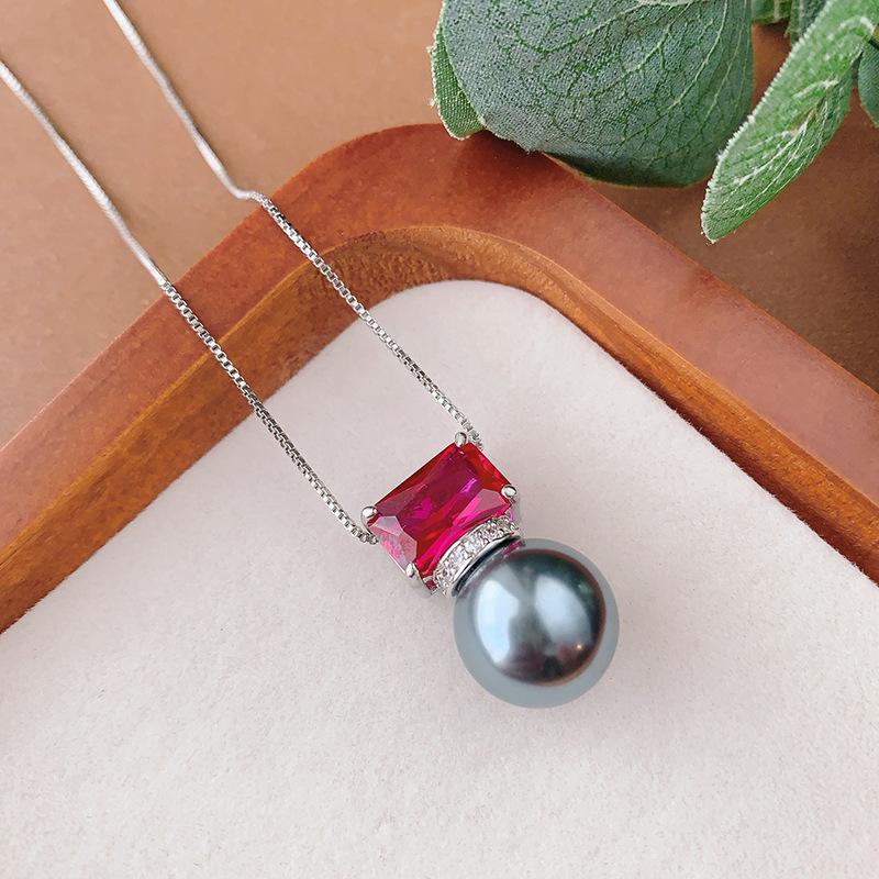 Осень и зима новое жемчужное ожерелье фиолетовый свет изменит цвет красный корунд ключичная цепочка темперамент модный универсальный женская мода
