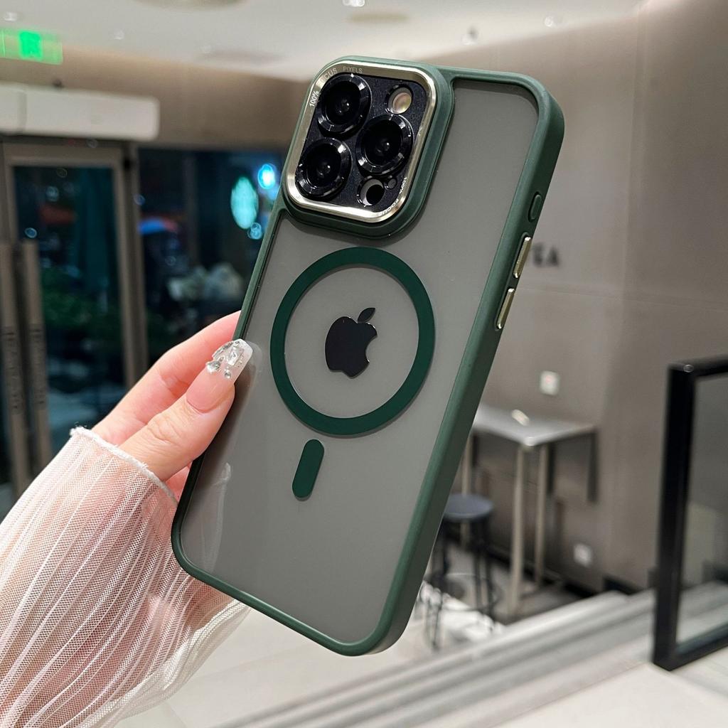 Подходит для Apple 16 Магнитный чехол для телефона с присоской Противоударный IPhone 15 Promax Металлическое кольцо для объектива 13 Защитный чехол с ощущением кожи