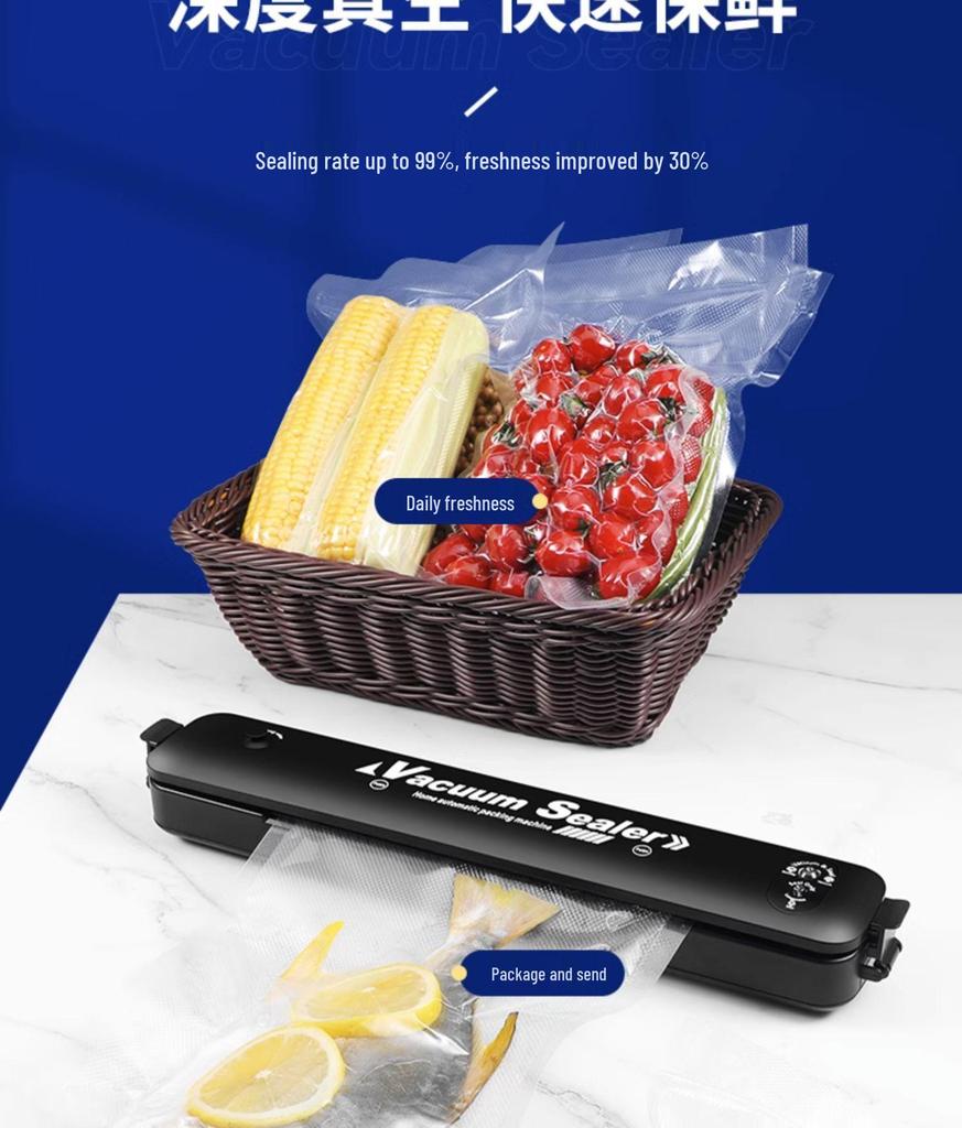 Compact Dual-Use Vacuum Sealer for Dry and Wet Food Preservation