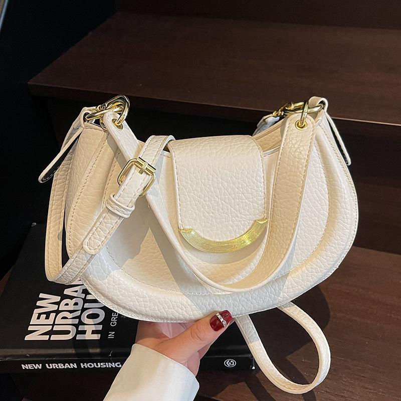 Новая высококлассная темпераментная сумка-седло с узором личи, женская нишевая повседневная универсальная модная сумка-мессенджер в зарубежном стиле