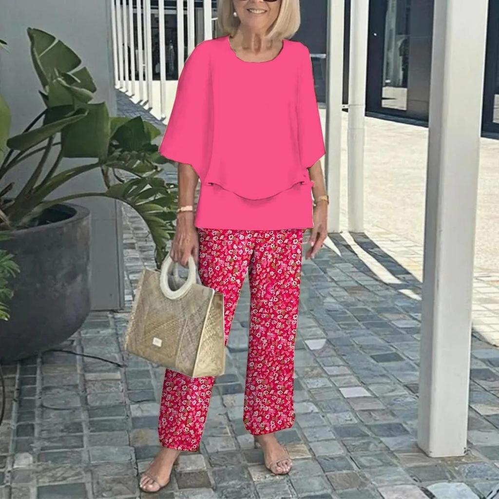 Хлопковая одежда, женские топы и брюки, летний комплект из двух предметов