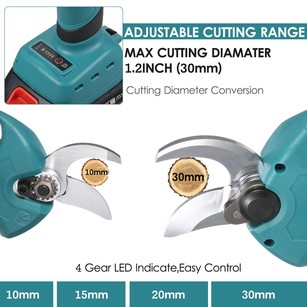 Бесщеточные аккумуляторные электрические секаторы 21 В, 2 упаковки, резервная перезаряжаемая литиевая батарея 2000 мАч