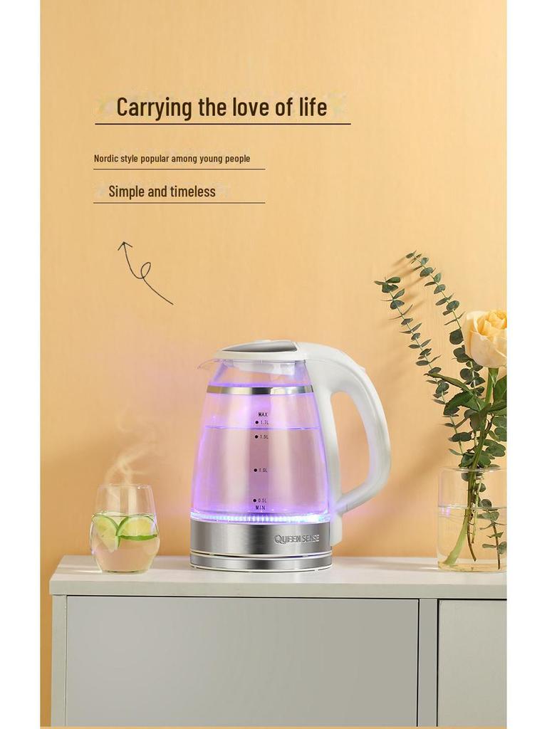 1.7L Glass Electric Kettle for Tea Brewing and Boiling - Automatic, Large Capacity for Home or Dorm Use