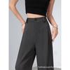 Gray Wide-leg Pants Women's Spring and Autumn New High-end Suit Pants High-waist Drape Casual Floor-mopping Straight Pants