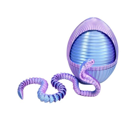 1 набор 3D-печатных фигурок в виде яйца змеи с подвижными суставами, игрушка-фиджет в виде вращающегося яйца змеи с шарнирной змеей внутри, украшение