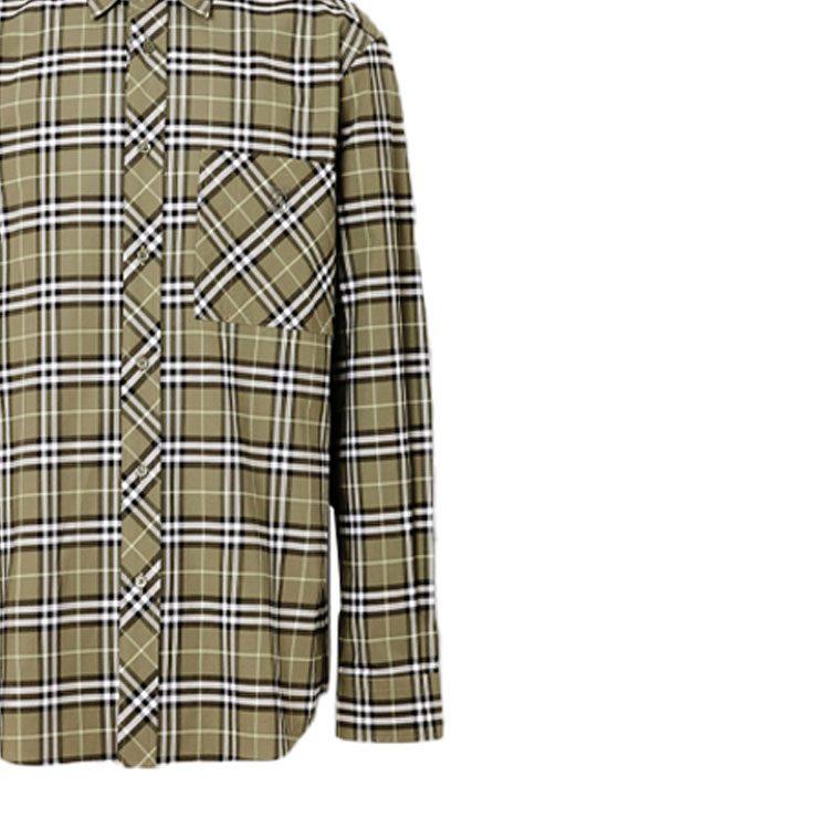 Burberry Рубашки Мужские Зеленая Рубашка с Острым Воротником Средней Посадки 80175631