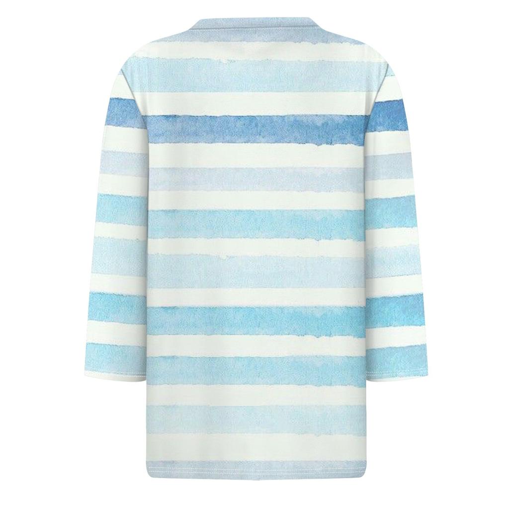 Женская модная повседневная свободная футболка с круглым вырезом и рукавами 3/4 с принтом, женский топ