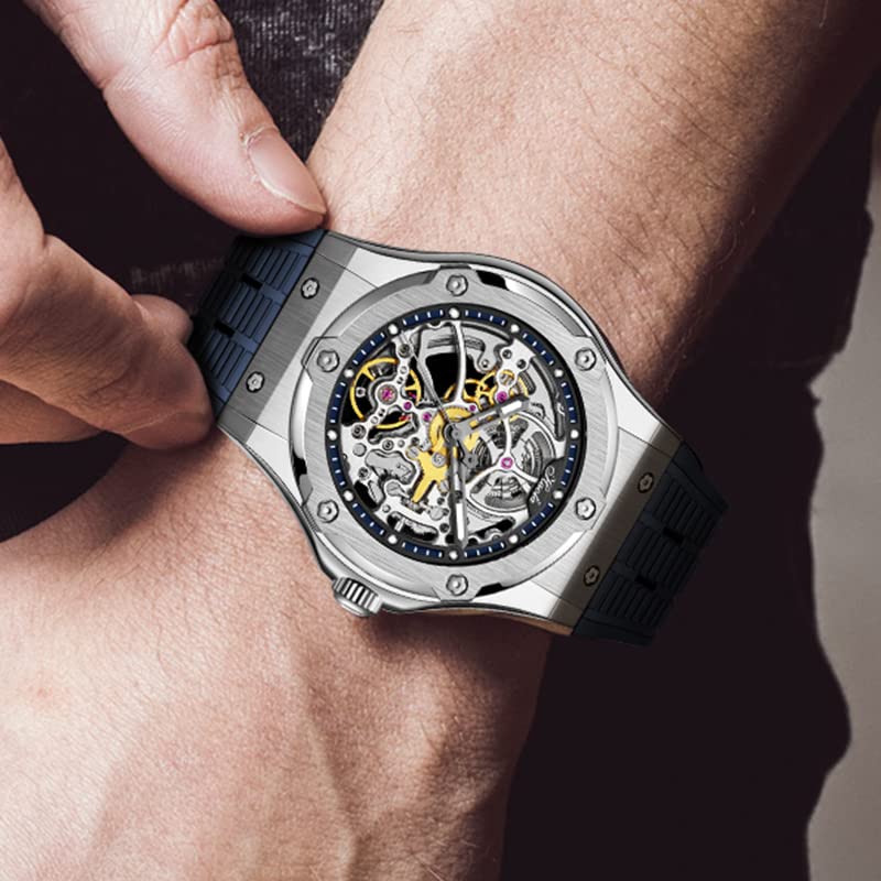 HAOFA Скелетон Механические Автоматический завод Запас хода 80 часов Полый циферблат Светящиеся водонепроницаемые наручные часы Подарочные мужские мужские мужские