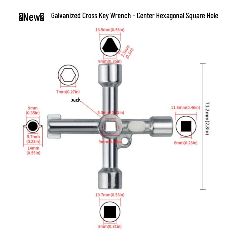 Многофункциональный треугольный ключ для электрических шкафов, лифтов, крестовых ключей и клапанов водомеров