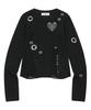 MUCENT Wagon Metal Logo Heart Patch Eyelet Damaged Knit