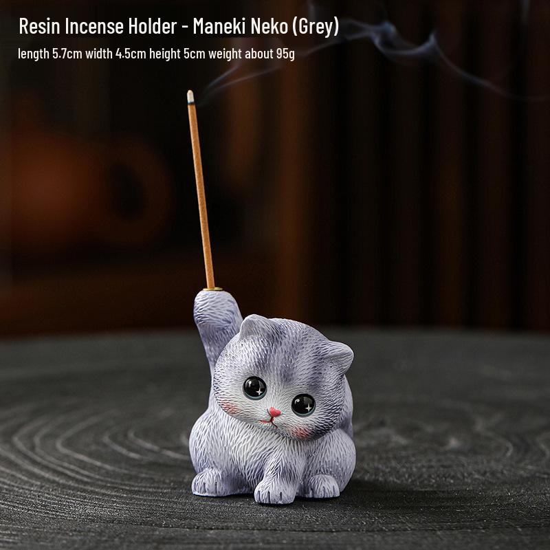 Celadon Lychee Incense Holder: Creative Small Sandalwood Burner with Kitten Ornament for Tea Table.