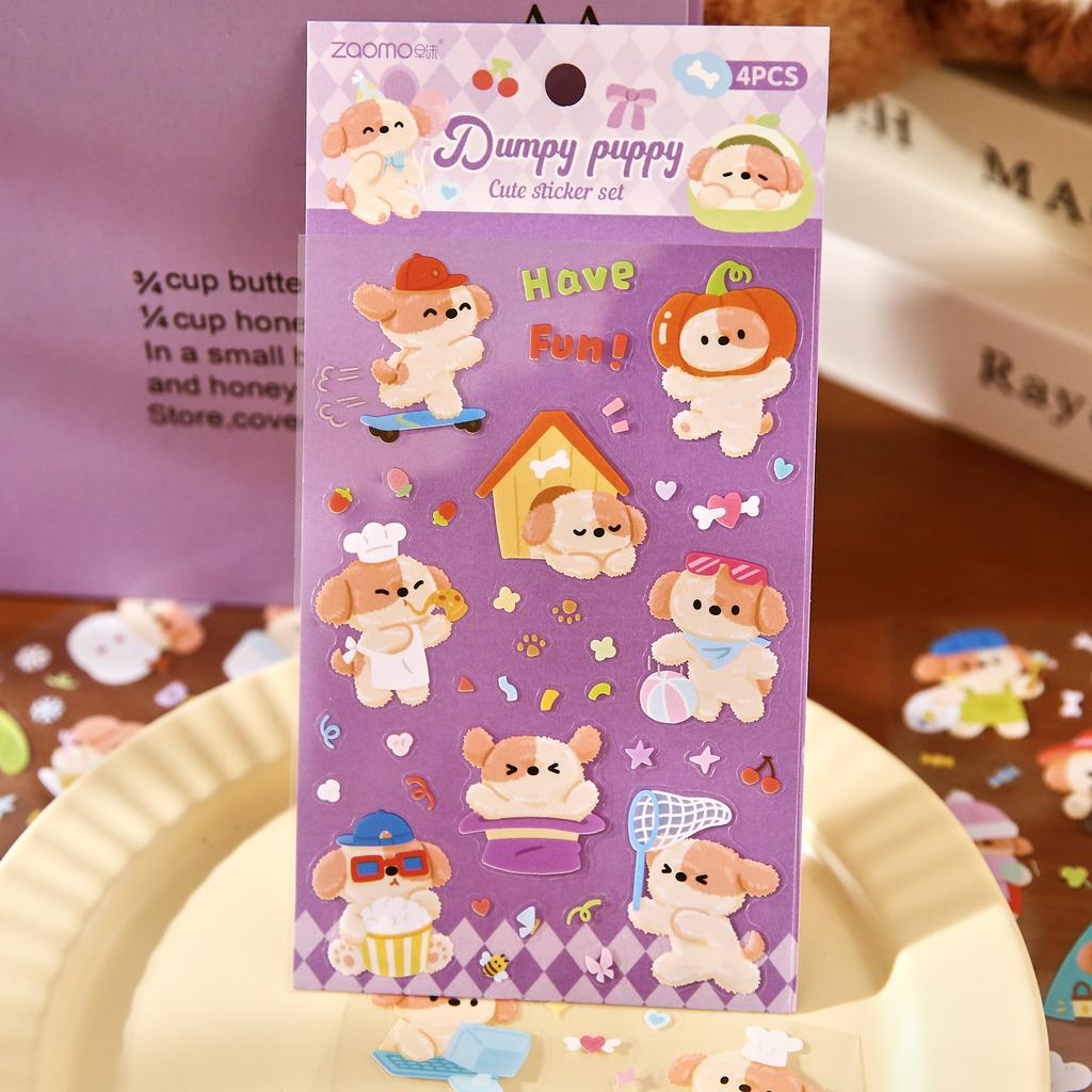 4sheets Kawaii Cartoon Animal Stickers DIY Diary Scrapbook Decor Journal Aesthetics Stationery Supplies