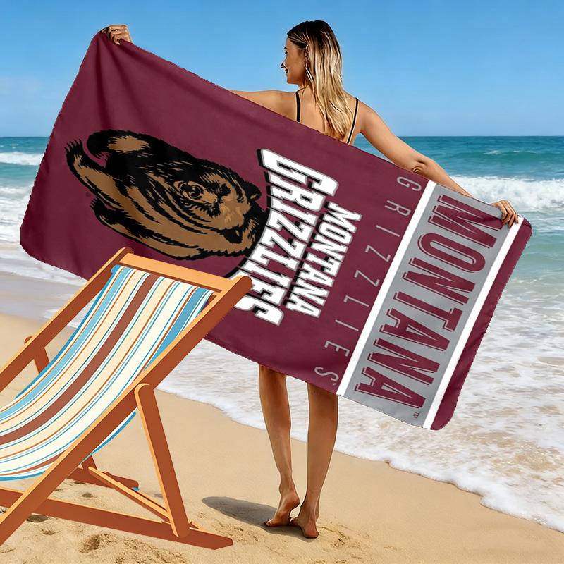 Пляжное полотенце с принтом Montana Grizzlies, Большое, Мягкое, Быстросохнущее, для Пляжа, Кемпинга, Плавания