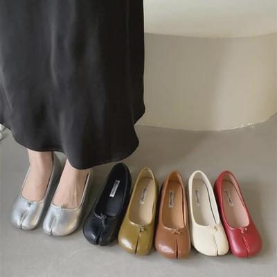Женские балетки из мягкой кожи с раздельным носком и толстой подошвой высотой 5 см, весна/осень 2024 г.