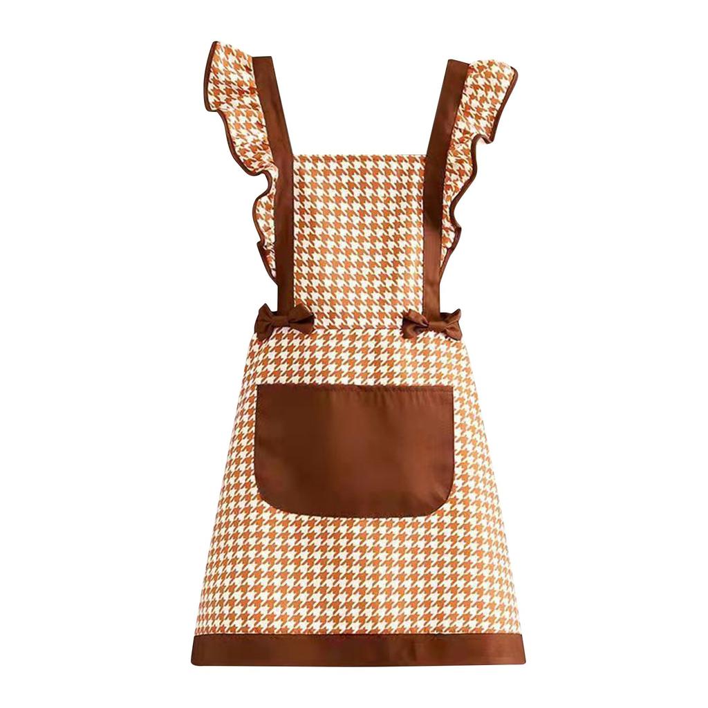 Фартук из холста, клетчатый чехол с изображением тысячи птиц, для кухни, готовки, на талию, для ресторана, рабочая одежда, для женщин