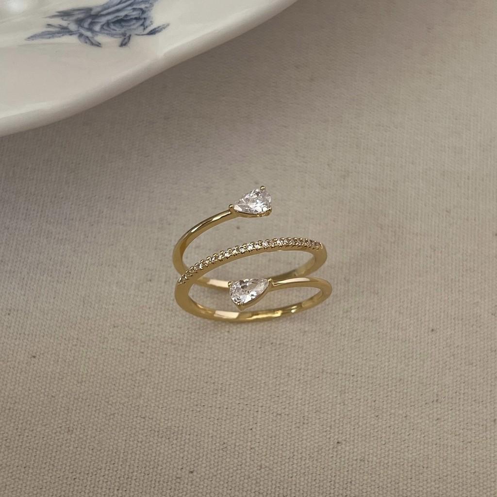 Elegant French Iris Violet Enamel Drop Oil Zircon Ring For Women Fashion Accessory