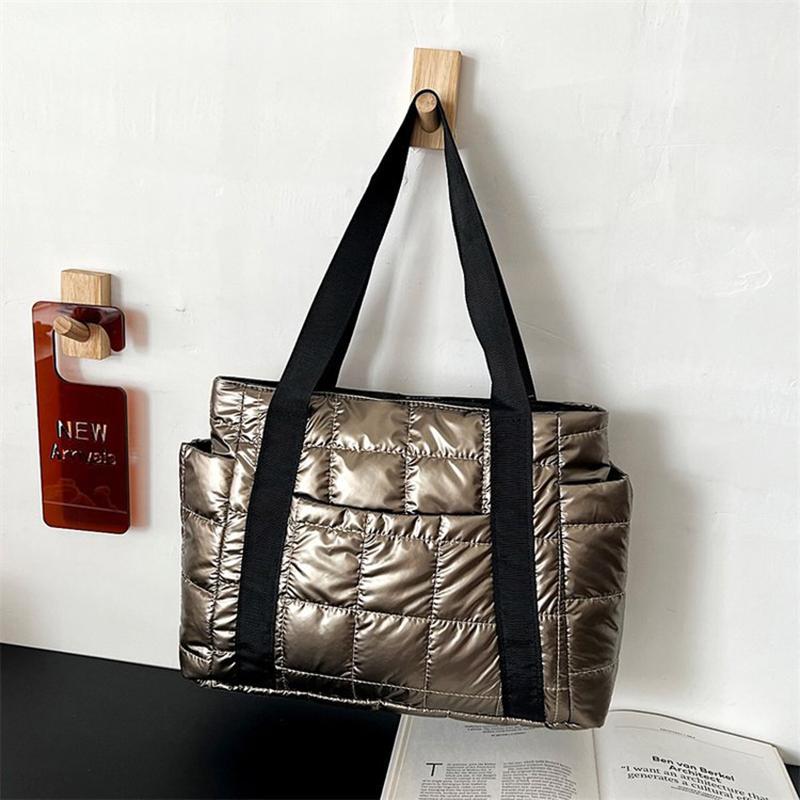 Модная нейлоновая стеганая сумка с мягкой подкладкой для женщин, сумка через плечо из космического хлопка, мягкая пушистая сумочка, женский шоппер, сумка под мышку KTY