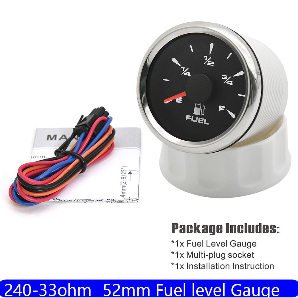 8 Color Backlight 0-190 Ohm Fuel Level Gauge 2" 52mm Oil Tank Meter Pointer 240-33Ohm Fuel Gauge for Auto Car Boat 12V24V Custom