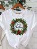 (Asian Size) Happy Season New Year Tee Merry Christmas Festival O-neck Clothing Women's Top T Print Fashion Ladies Graphic T-shirts