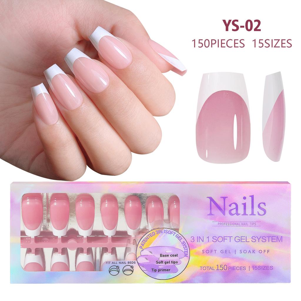 Press On Nails, клей для ногтей в комплекте, бесконечный, французский, очень короткий размер, квадратная форма, в комплекте 150 гвоздей, 2 г клея