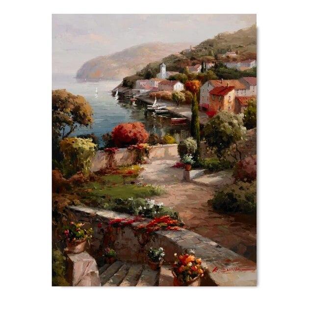 A2 A3 A4 Классическая Европа Уличное Кафе Холст Картины Венецианский Пейзаж Картинки Настенное Искусство Домашний Декор Плакат и Принты Без Рамки