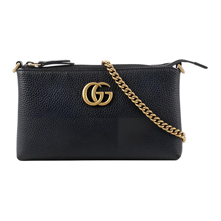 Gucci Marmont Cellarius Классическая плетёная золотая цепочка кожаная сумка через плечо Женская сумка через плечо Черный 779795-A7M0T-1000