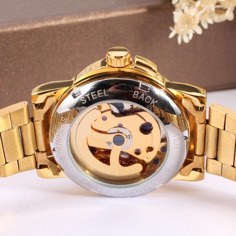 WINNER New Women Luxury Top Brand Automatic Mechanical Watch Golden Skeleton Love Stainless Steel Fashion Ladies Wrist Watch