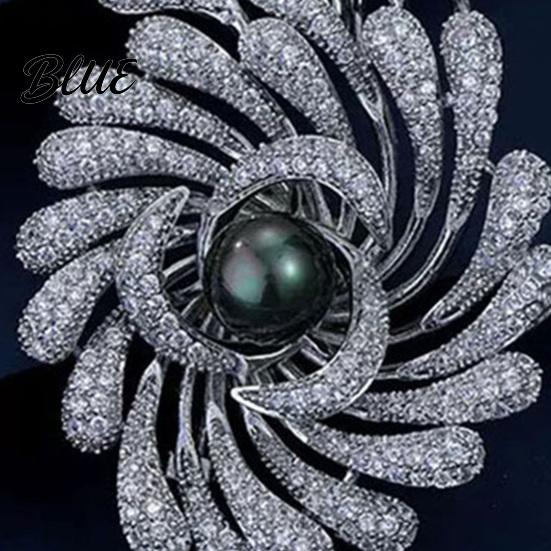 Irregular Design Lapel Pin Women Brooch Rhinestones Imitation Pearl Inlay