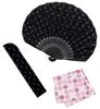 Stylish Business Fan with Fan Bag and Handkerchief Black [Osaka Choseido] Women's Set, Emarble,