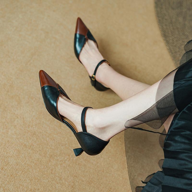 Модные летние женские сандалии из коровьей кожи, туфли для женщин, остроносые, на тонком каблуке, сандалии-гладиаторы, с узкими ремешками, обувь ручной работы