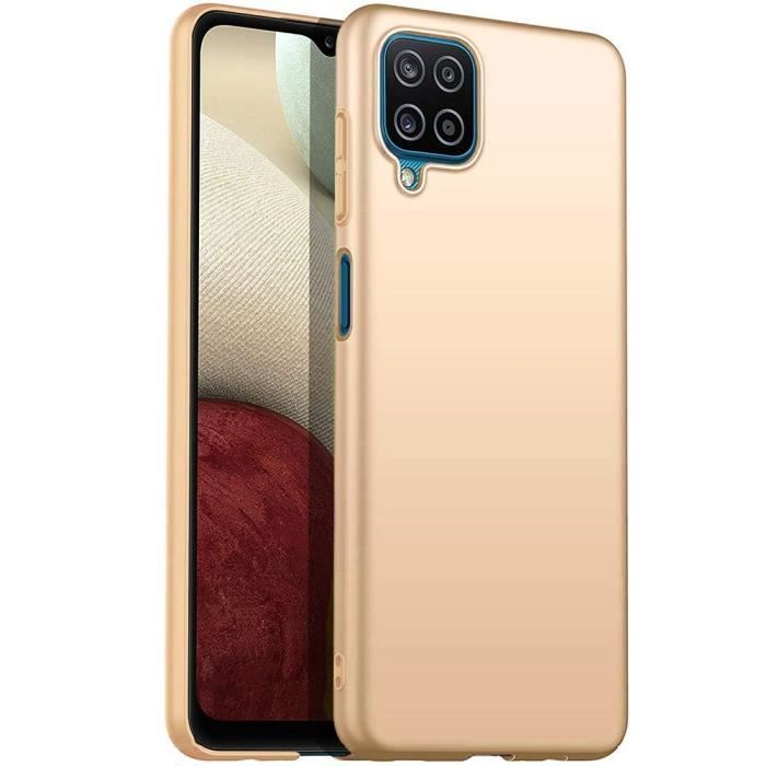 Coque de protection - Booling - pour Samsung A12 - Souple - Dorée - Lot de 2 verres trempés