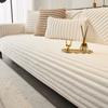 1pc Modern Plush Striped Sofa Cover, Flannel Protector for Loveseat & Sofa,All-Season Furniture Cover for Living Room, Bedroom, Office Decor
