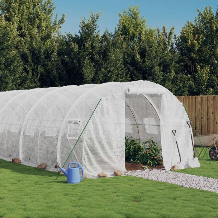 VidaXL Greenhouse with White Steel Frame 18 M² 6x3x2 M, Polytunnel, Cold Frame, Tomato Greenhouse, Garden Greenhouse, 3188051
