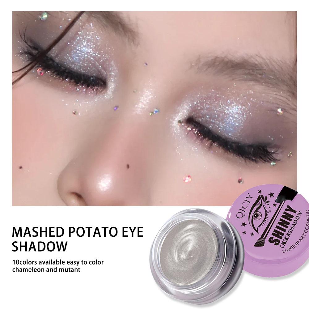 Яркие блестящие кремовые тени для век с кисточкой. Стойкие водостойкие неразмазывающиеся мерцающие тени для век, идеально подходящие для сценических вечеринок