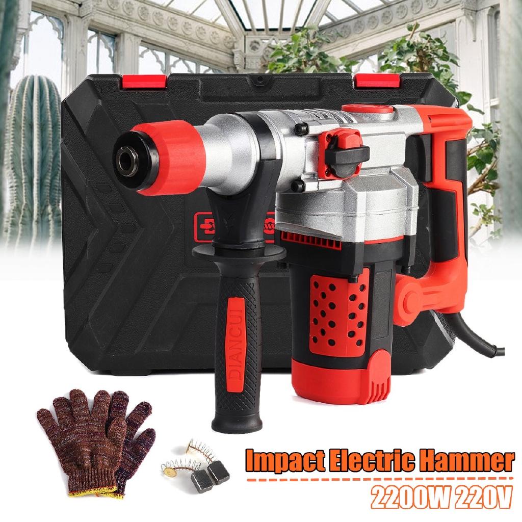2200W 220V Heavy Impact Electric Hammer Concrete Breaker 30S Quickly Breaks Industrial Power Tools