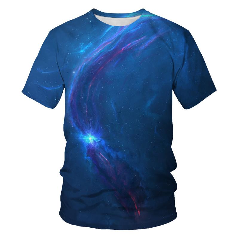 Summer Brilliant Starry Sky Graphic T Shirts For Men Fashion Universe Planet Pattern T-shirt Personality Hip Hop Print T-shirts