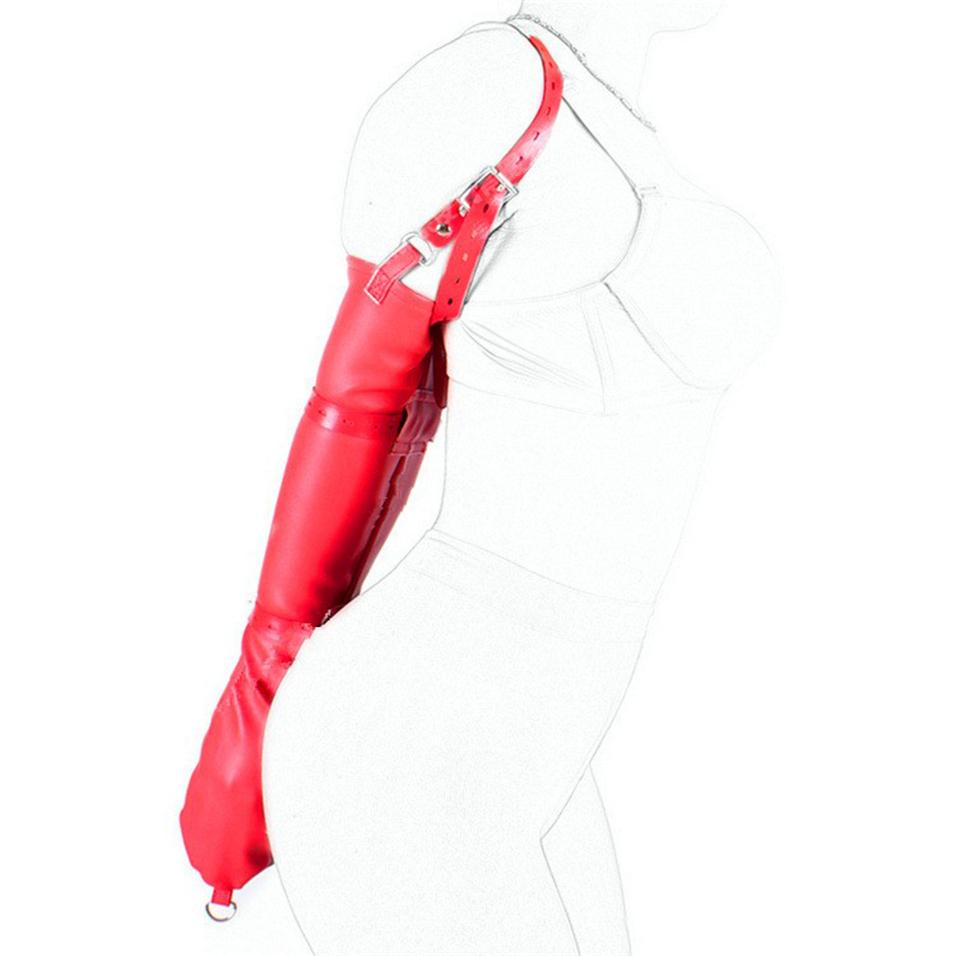 BDSM Bondage Leg/Arm Binder,Behind Back Straight Jacket,SM Leather Armbinder Restraint Slave Lockable Glove With Shoulder