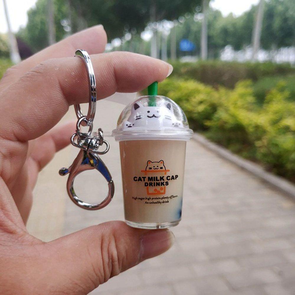 Молочный чай акриловый кулон милый кот плавающая чашка ювелирные изделия брелок модные аксессуары брелок