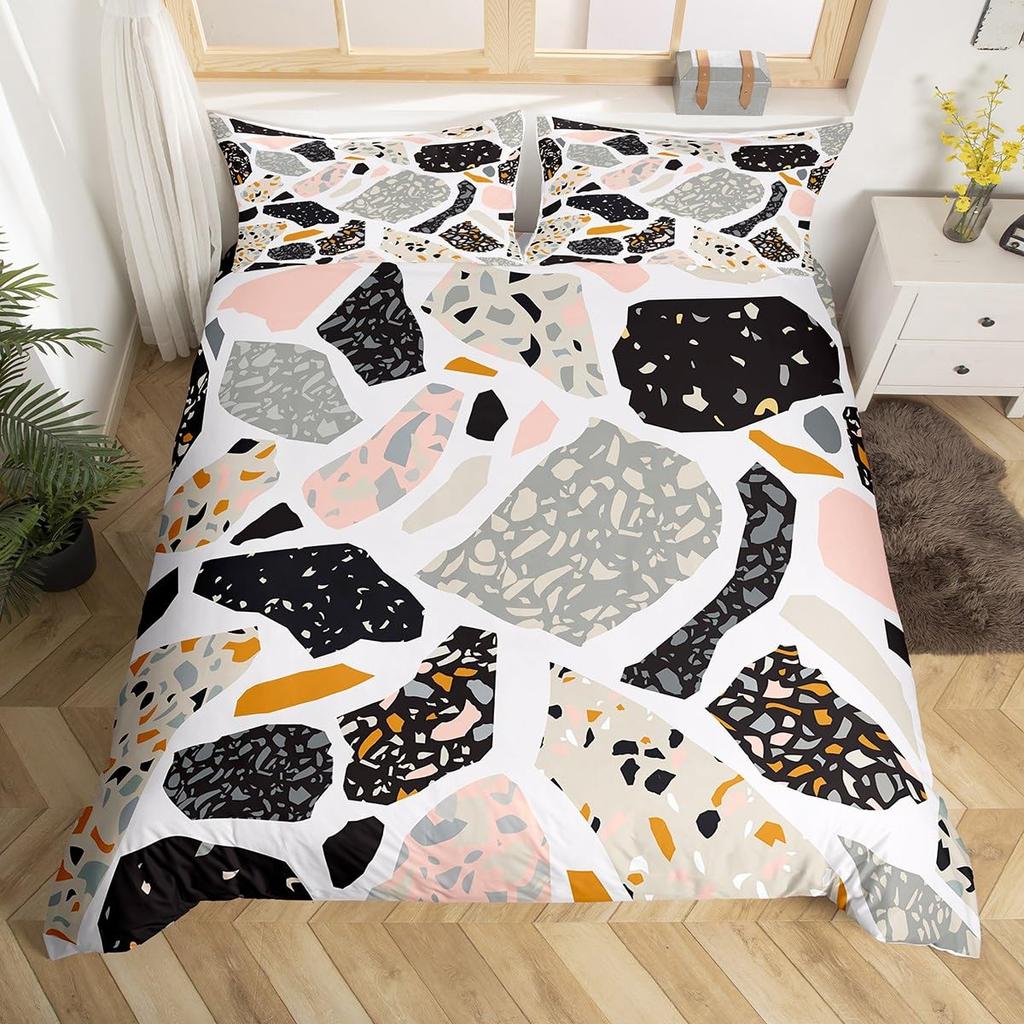 Colorful Modern Marbling Art Duvet Cover for Girls Women Girly Marble Bedding Set Rainbow Quilt Cover Watercolor Comforter Cover