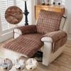 1 Seat Thick Flannel Recliner Sofa Cover Non-Slip Armchair Cover Plaid Soft Single Sofa Case Chair Slipcover for Living Room
