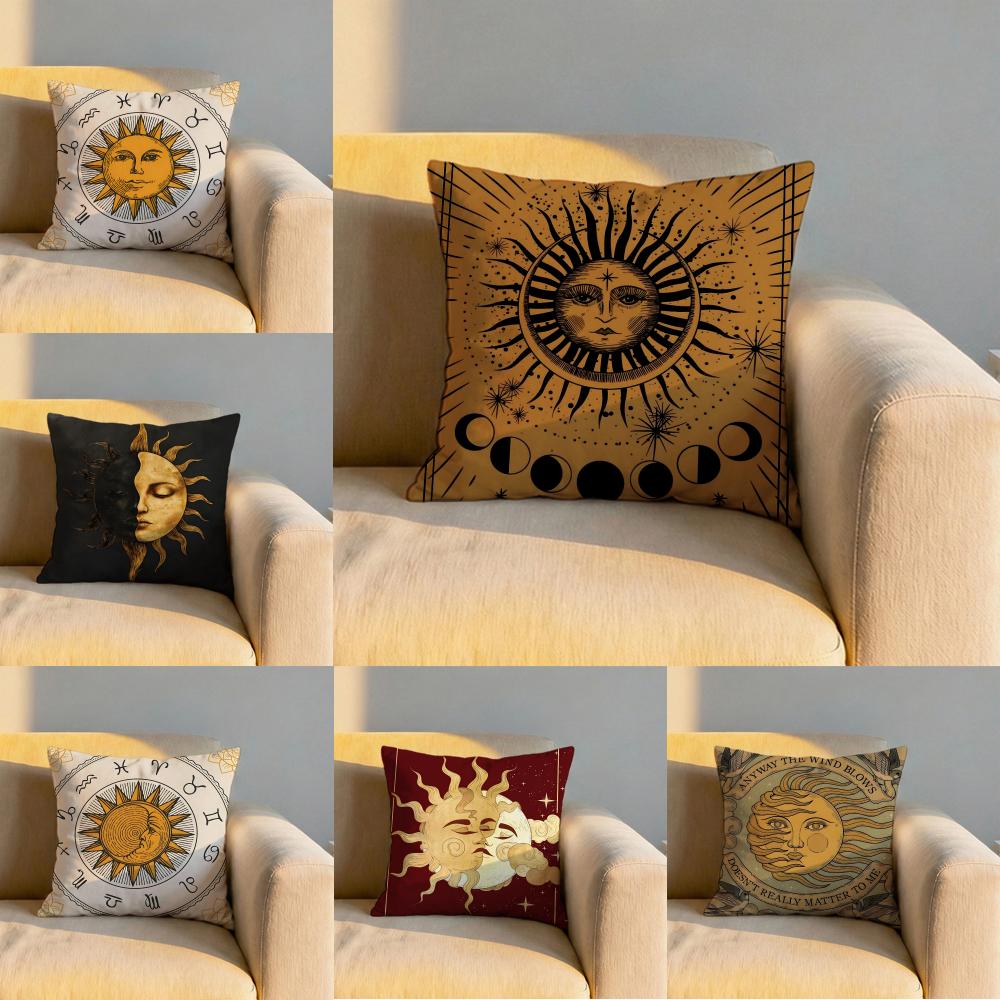 Tarot Sun and Moon Cushion Cover Soft Reversible Durable Pillow Cover MultiScene Use for Home Car Daily Comfort