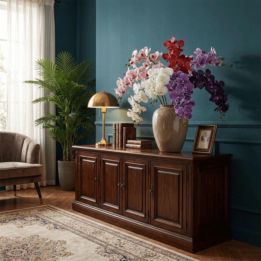 Увлажняющая ветка фаленопсиса 80 см Орхидеи с эффектом реального прикосновения Декор для вазы Искусственный цветок Отель